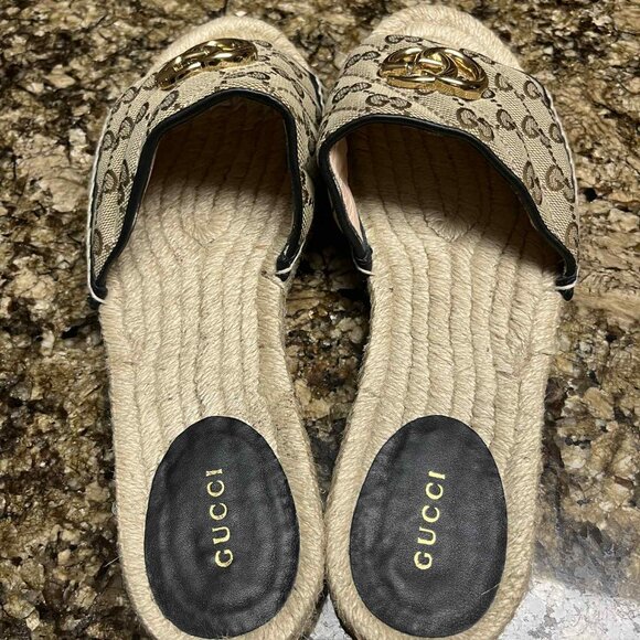 WOMEN'S GUCCI MATELASSE CANVAS ESPADRILLE SANDAL - Picture 5 of 11